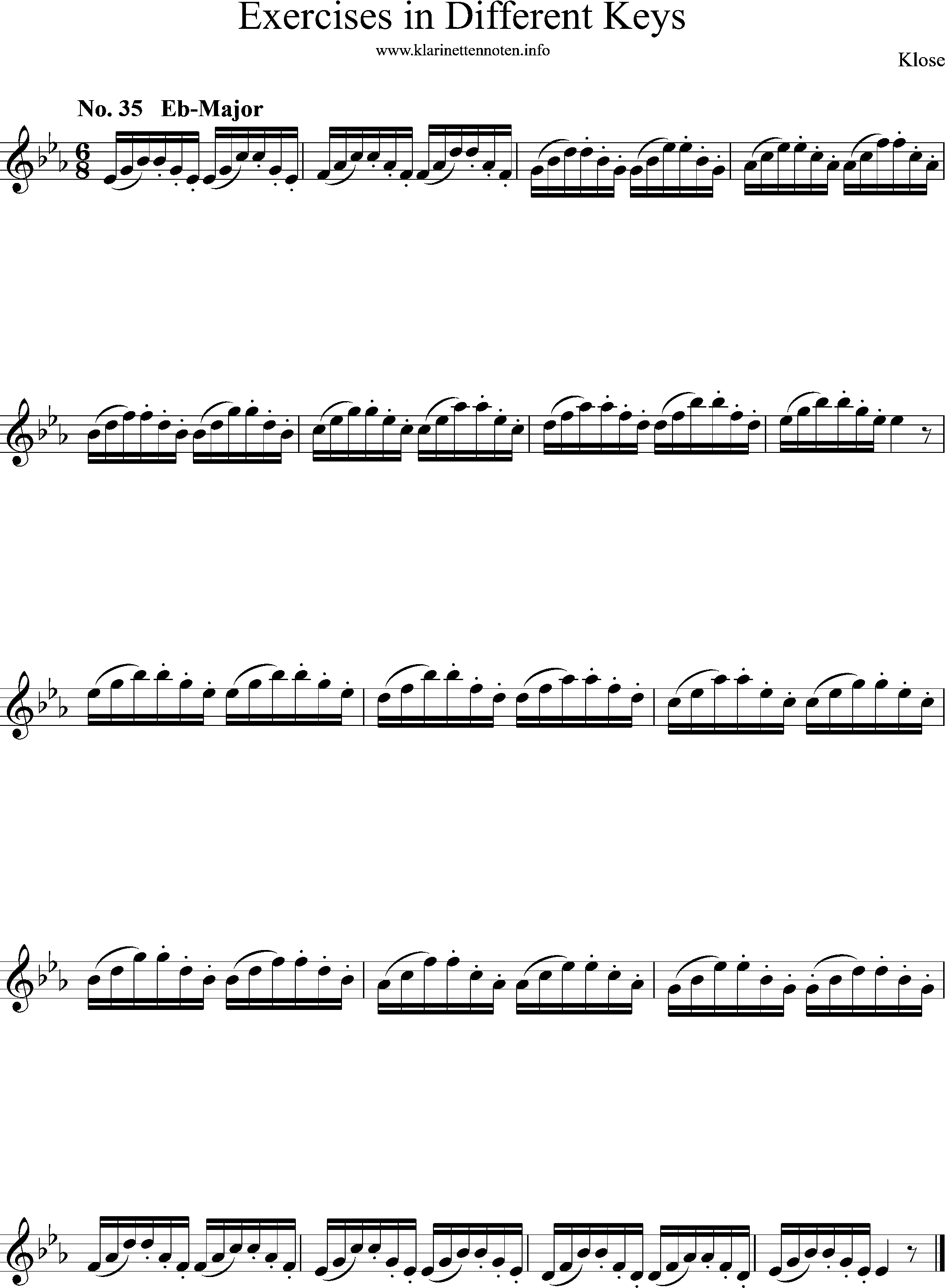 Exercises in Differewnt Keys, klose, No-35, Eb-Major